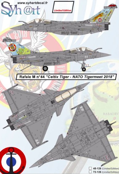 1:48 Rafale M #44 Celtix Tiger - Tigermeet 2018 Flottille 11F - Limited edition -