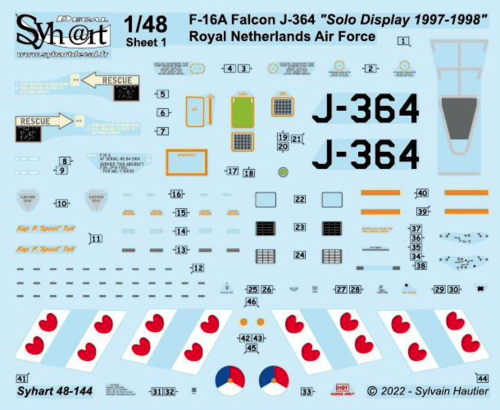 1:48 F-16A Falcon J-364 Solo Display 1997-1998 Royal Netherlands A.F