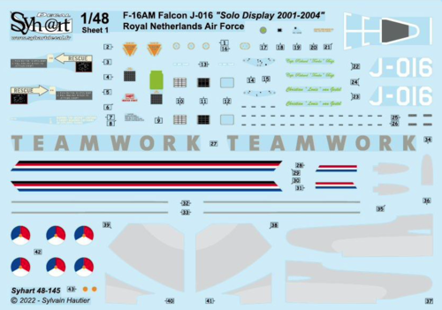 1:48 F-16AM Falcon J-016 Solo Display 2001-2004 Royal Netherlands A.F