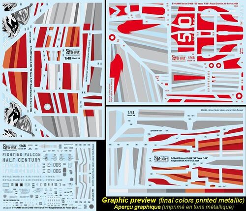 1:48 F-16AM Falcon E-006 'Dannebrog 50 Years F-16' Royal Danish AF - 2024 (COMBO 3 Paints Included)