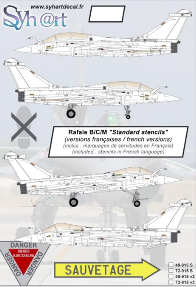 1:48 Rafale B/C/M Standard stencils (French versions) - /! Stencils only /!