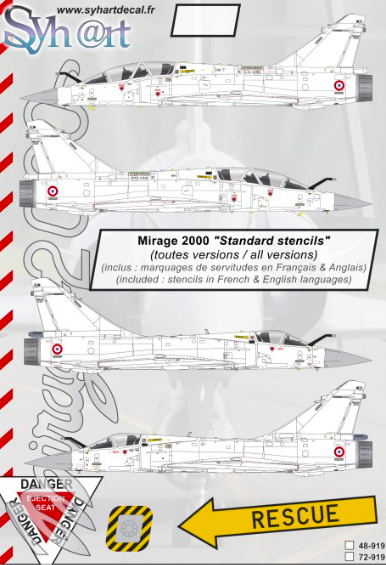 1:48 Stencils - Mirage 2000 (all versions) Safety markings for France & exports