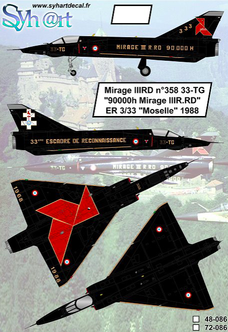 1:72 Mirage IIIRD 33-TG 90000h Mirage IIIR.RD ER 3/33 Moselle 1988