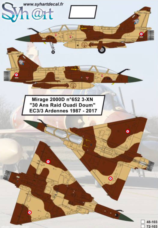 1:72 Mirage 2000D n°652 3-XN 30 ans Raid Ouadi Doum EC 3-3 Ardennes