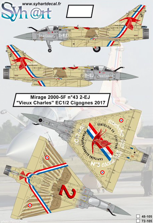 1:72 Mirage 2000-5F n°43 2-EJ Vieux Charles EC 1/2 Cigognes 2017
