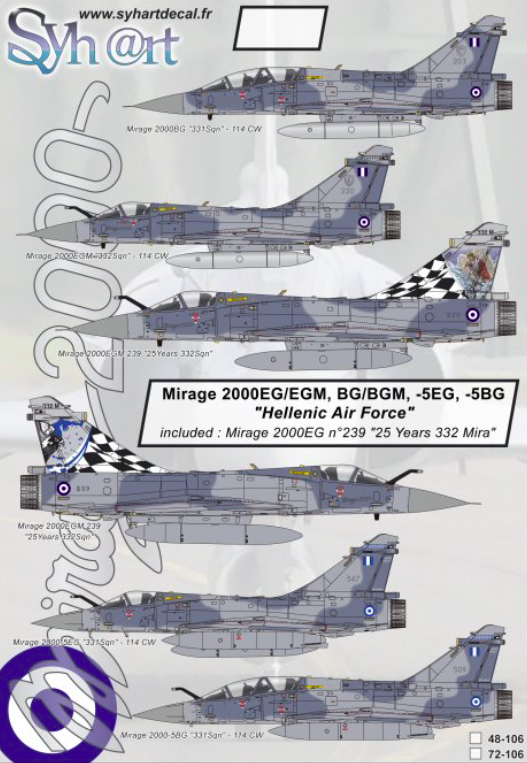 1:72 Mirage 2000EG n°239 25 years332 Sqn - Hawk Hellenic AF - 2014