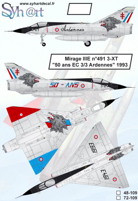 1:72 Mirage IIIE 3-XT 50 Ans EC 3/3 Ardennes 1993
