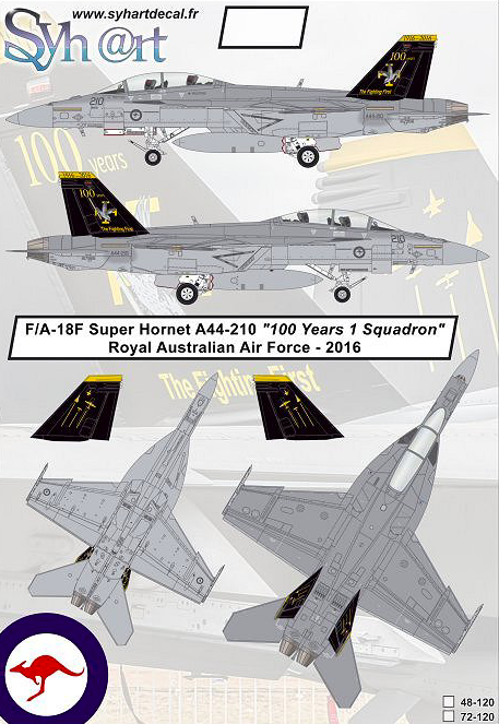 1:72 F/A-18F Super Hornet A44-210 100 Years 1 Squadron RAAF 2016