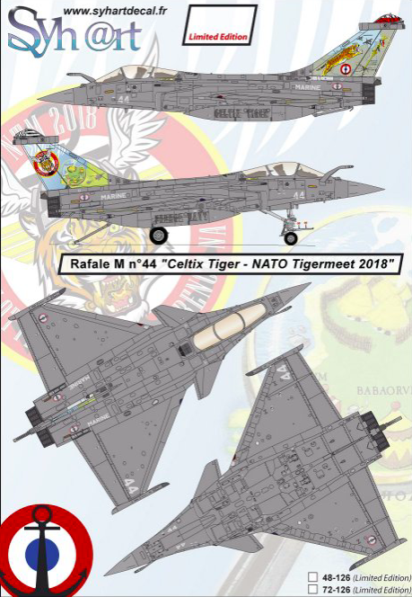 1:72 Rafale M n°44 Celtix Tiger - Tigermeet 2018 Flottille 11F - (Limited 300pc)