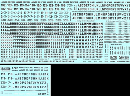 1:72 French Air Forces registrations & serials 1995 - 2010 (black)