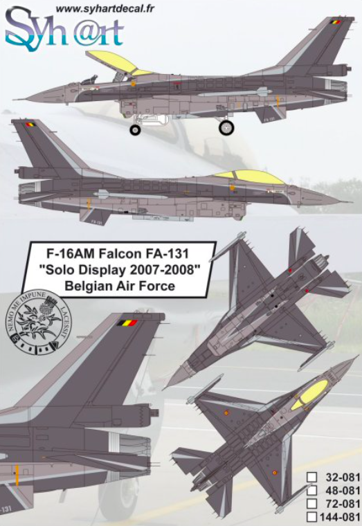 1:32 F-16AM Falcon FA-131 Solo Display 2007-2008 Belgian AF