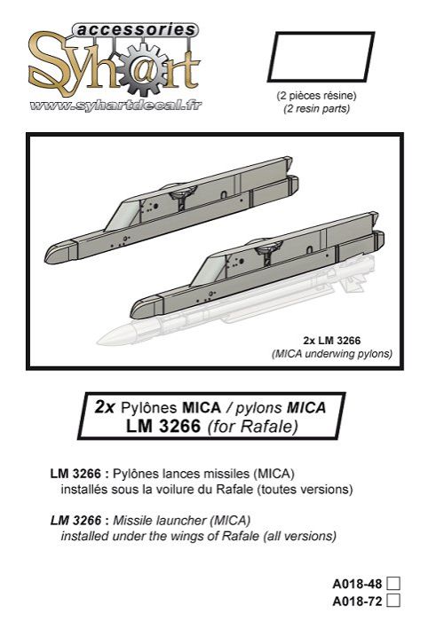 1:48 2x Pylons LM 3266 (MICA Underwings Pylon For Rafale)