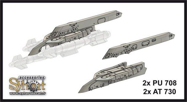 1:48 2x AT730, 2x PU708 and 6x AAS250 (Body MK82) with decals for Rafale