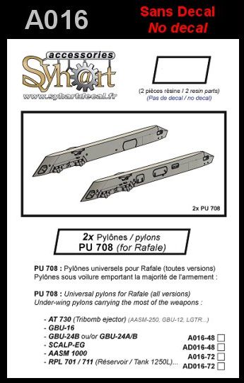 1:72 2x Pylons PU 708 (No Decals)
