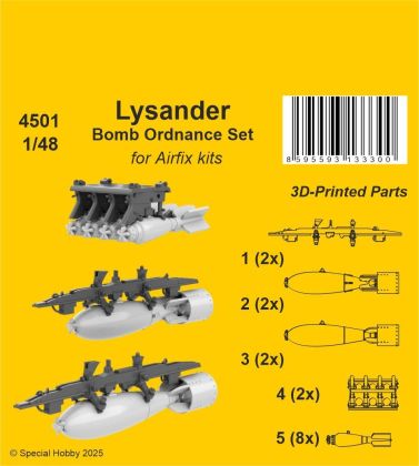 1:48 Lysander Bomb Ordnance Set for Airfix kit