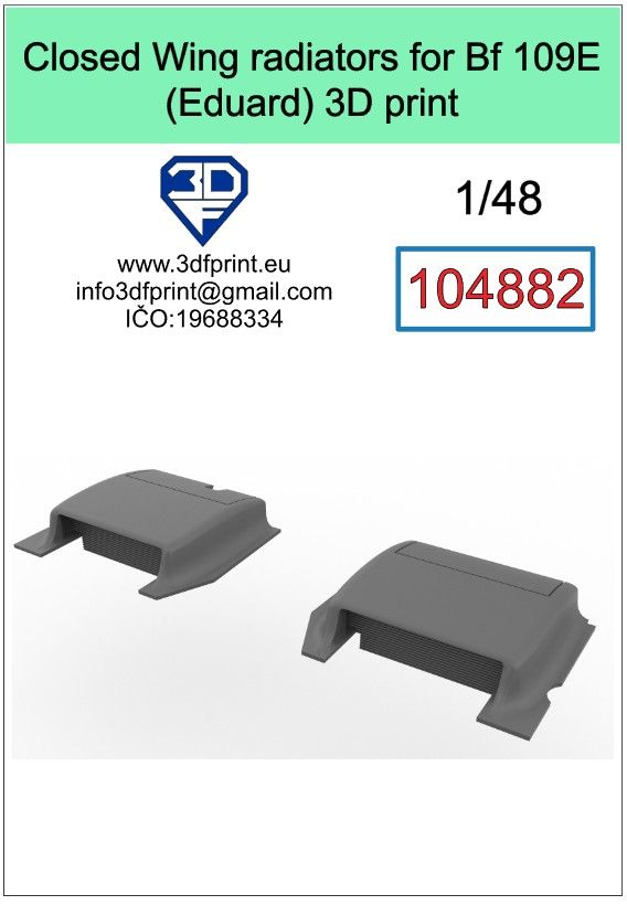 1:48 Closed Wing radiators for Bf 109E (Eduard)