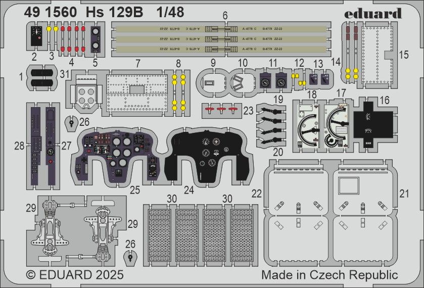 1:48 Henschel Hs 129 B - Cockpit PE Set for Takom