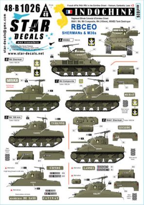 1:48 Indochine Part 3 - R.B.C.E.O. Shermans and M36s. M4, MA1, M4 Composite, M4(105mm), M36B2 Tank Destroyer.