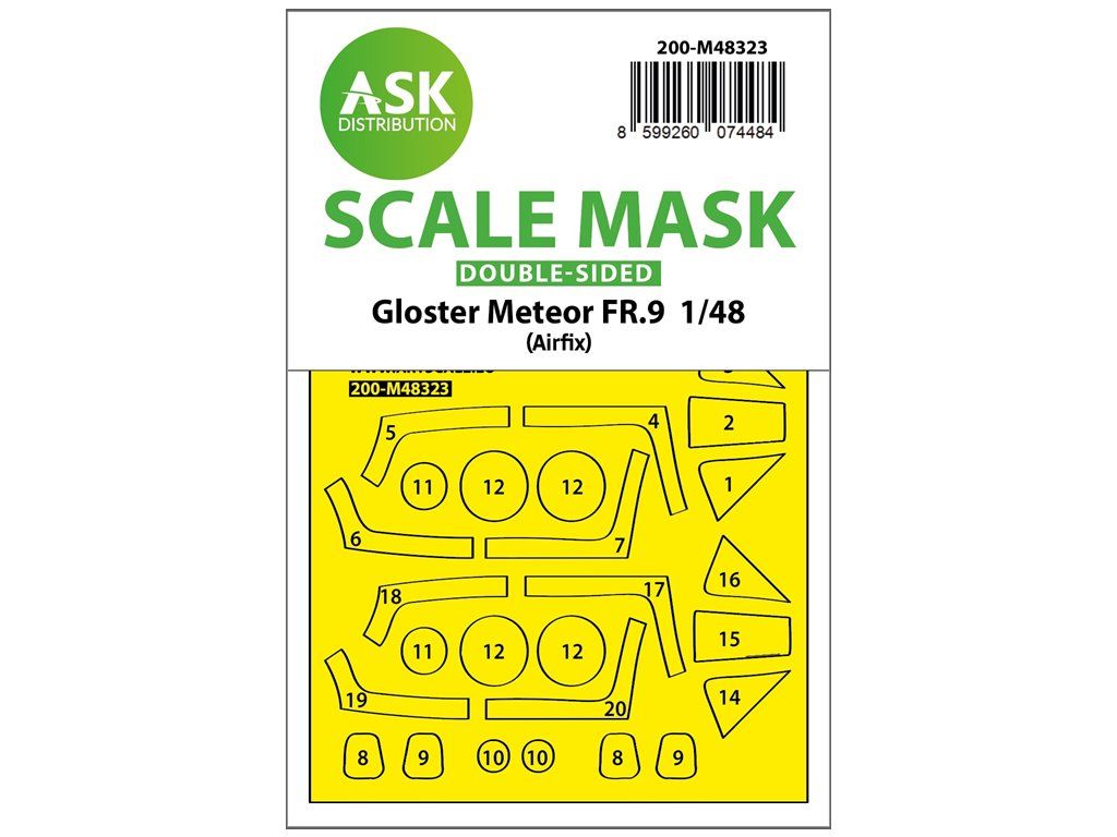 1:48 Gloster Meteor FR.9 double-sided fit and self adhesive express mask for Airfix
