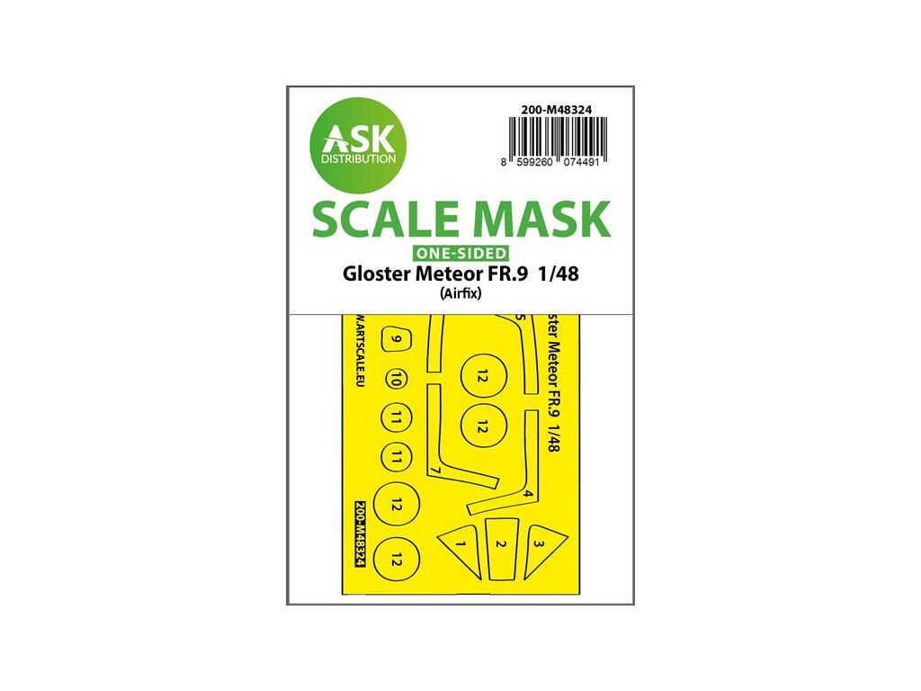 1:48 Gloster Meteor FR.9 one-sided fit and self adhesive express mask for Airfix