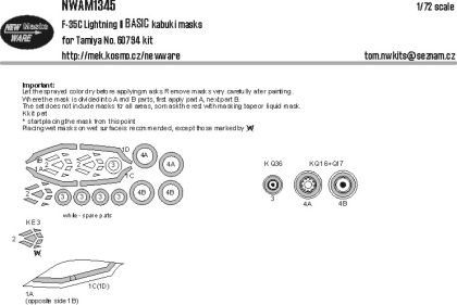 1:72 Lockheed Martin F-35 C Lightning II - BASIC Kabuki Masks (for Tamiya Kits)