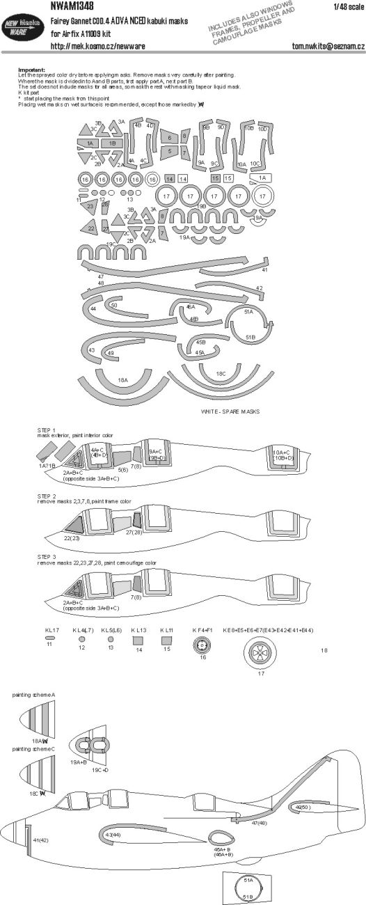 1:48 Fairey Gannet COD.4 - ADVANCED Kabuki Masks (for Airfix Kits)