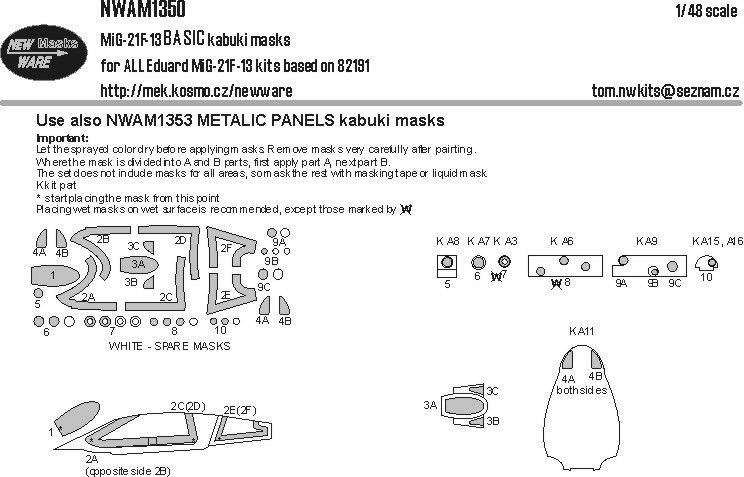 1:48 MiG-21 F-13 - BASIC Kabuki Masks (for Eduard Kits)