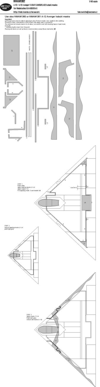 1:48 McDonnell Douglas A-12 Avenger - USAF Camouflage Kabuki Masks (for Modelcollect and Rocket Models Kits)