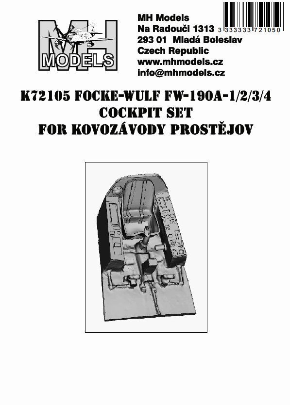 1:72 Focke-Wulf Fw-190A-1/2/3/4 Cockpit Set For Kovozávody Prostějov