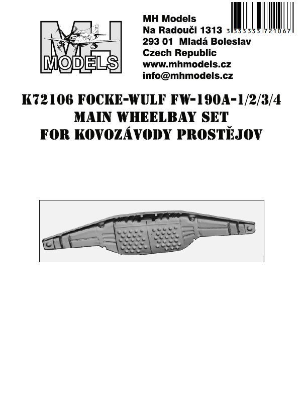 1:72 Focke-Wulf Fw-190A-1/2/3/4 Main Wheelbay Set For Kovozávody Prostějov