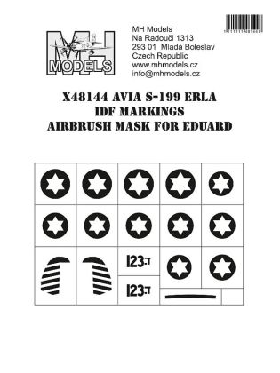1:48 Avia S-199 Erla IDF markings airbrush mask for Eduard