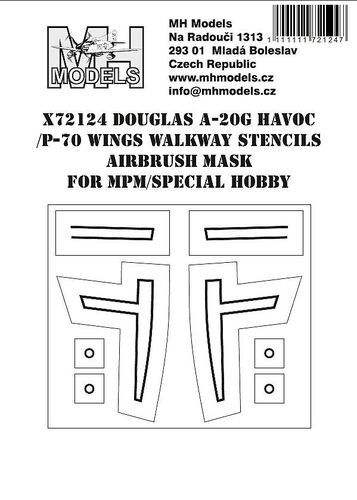 1:72 Douglas A-20G Havoc/P-70 Wings Walkway Stencils Airbrush Mask (For MPM/Special Hobby)