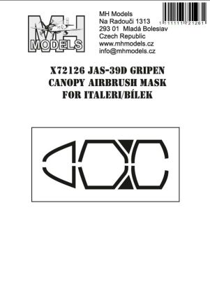 1:72 JAS-39D Gripen Canopy Airbrush Mask (For Italeri/Bílek)