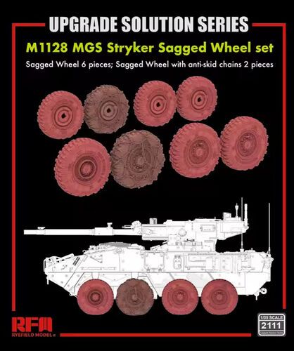 1:35 M1128 MGS Stryker - Sagged Wheel Set (6 pcs) + with Anti-Skid Chains (2 pcs)