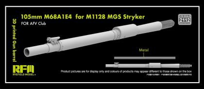 1:35 3D printed Gun barrel 105mm M68A1E4 for M1128 MGS Stryker, for AFV Club