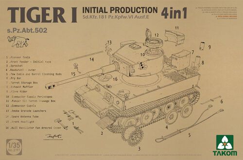 1:35 Tiger I Initial Production - Sd.kfz.181 Pz.Kpfw.VI Ausf.E (4 in 1 Kit)