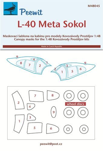 1:48 L-40 Meta Sokol - Canopy and Wheels Paint Masks Set (for Kovozavody Prostejov Kits)