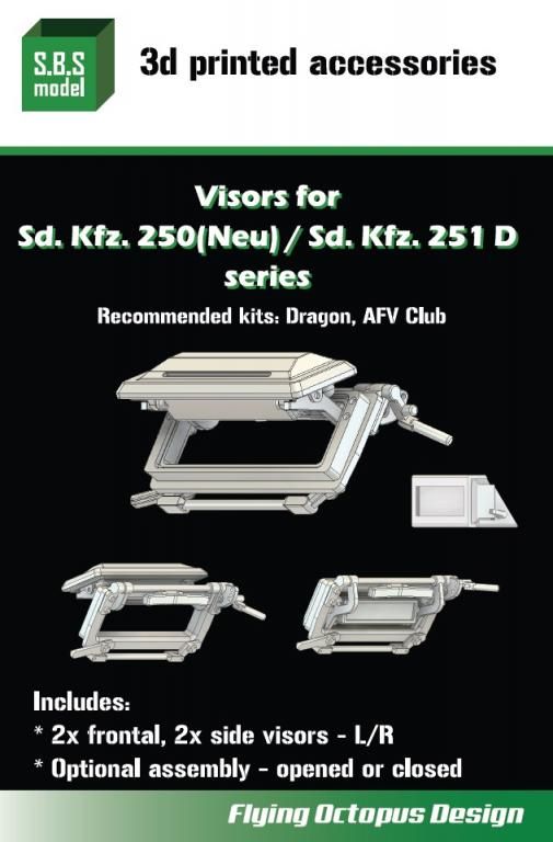 1:35 Sd.Kfz. 250 (Neu)/Sd.Kfz. 251 D Series - Visors (3D-Printed / for Dragon and AFV Kits)