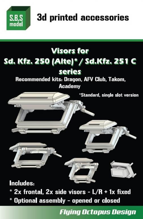 1:35 Sd.Kfz. 250 (Alte)/Sd.Kfz. 251 C series Visors (3D-Printed / for Dragon / AFV Club / Takom and Academy Kits)