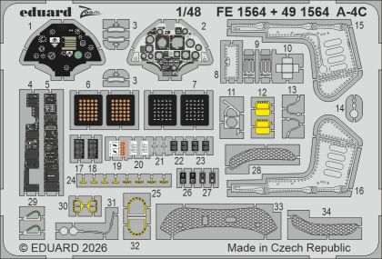 1:48 Douglas A-4C Skyhawk - Cockpit PE Zoom Set for HobbyBoss