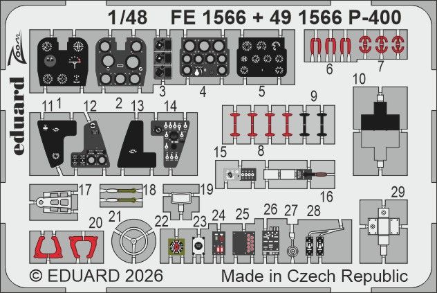 1:48 Bell P-400 Airacobra - Cockpit PE Zoom Set for Arma Hobby