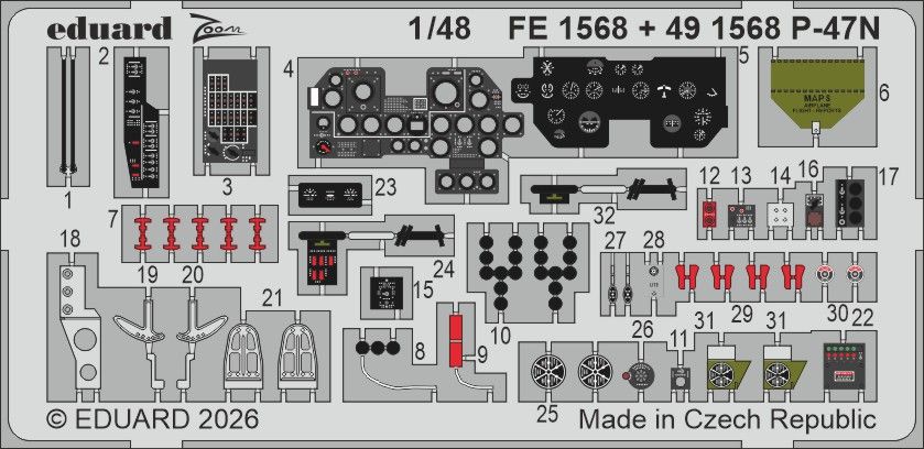 1:48 Republic P-47N Thunderbolt - Cockpit PE Zoom Set for Miniart
