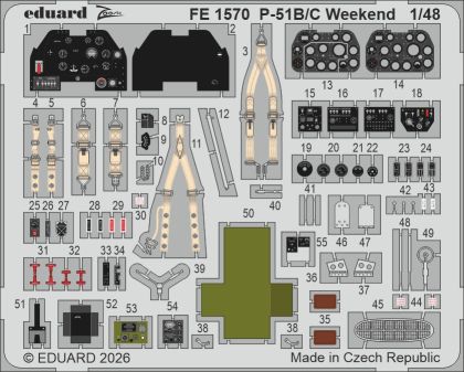 1:48 P-51B/C Mustang - Cockpit PE Zoom Set (Weekend Edition) for Eduard