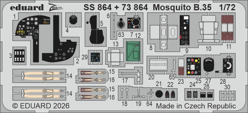 1:72 de Havilland Mosquito B.35 - Cockpit PE Zoom Set (for Airfix Kits)