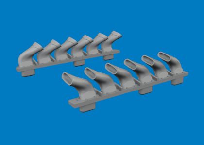 1:72 Supermarine Spitfire Mk.V - 3D-Printed Six-Stacks Exhaust Fishtail for Eduard