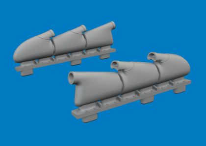 1:72  Supermarine Spitfire Mk.V - 3D-Printed Three-Stacks Exhaust Rounded Eduard