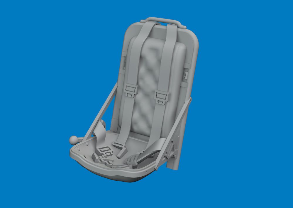 1:72 P-51 D Mustang - 3D-Printed Seat with Integral Seat Belts (for Arma Hobby Kits)