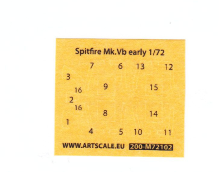 1:72 Spitfire Mk.Vb early one-sided fit express mask for Eduard