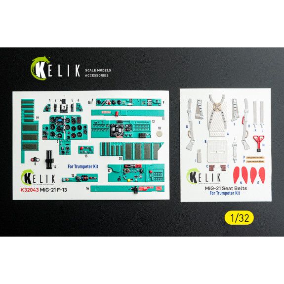 1:32 MiG-21 F-13 - interior 3D decals for Trumpeter kit