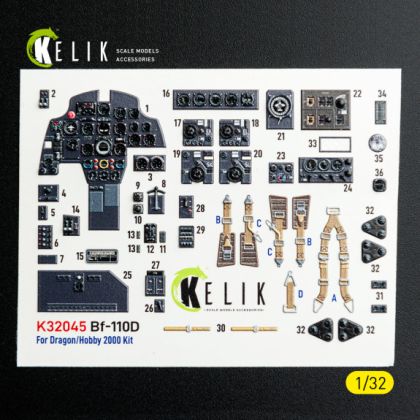 1:32 Bf-110D - interior 3D decals for Dragon/Hobby